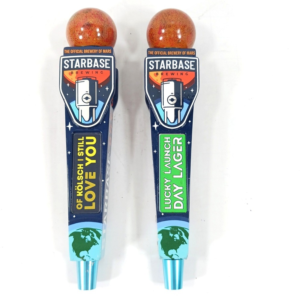 Starbase Brewing Beer Tap Handles Set of 2 Space Theme Official Brewery of Mars